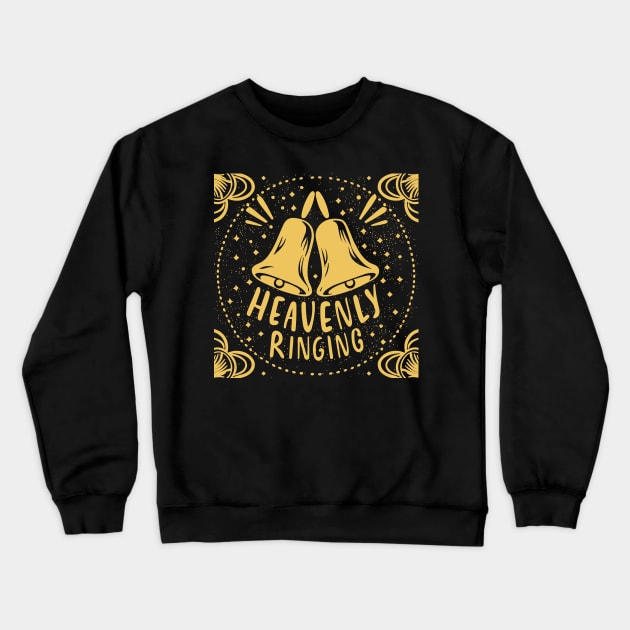 Heavenly Ringing For Handbell Ringers Choir Black Background Crewneck Sweatshirt by SubtleSplit